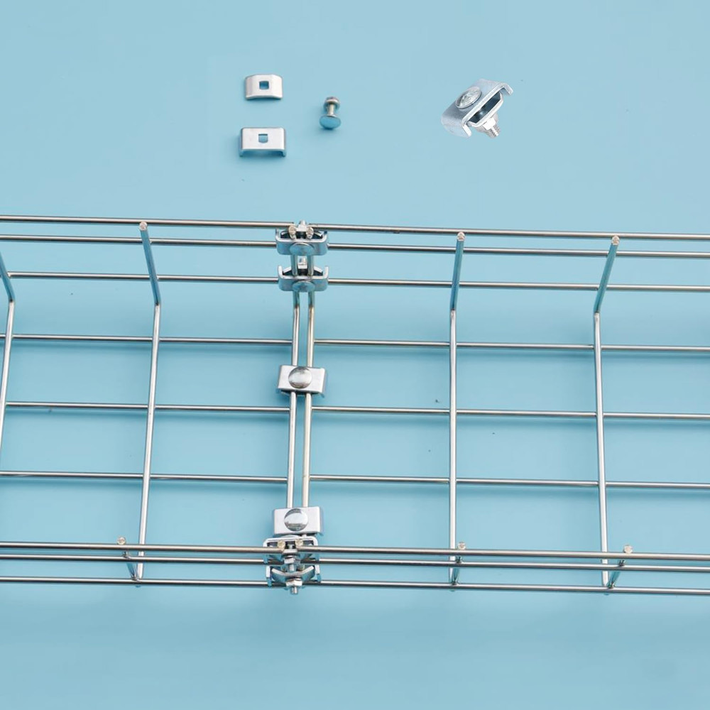 50 Pack Wire Mesh Cable Tray Coupler Kit, Steel Bracket Hardware Components for