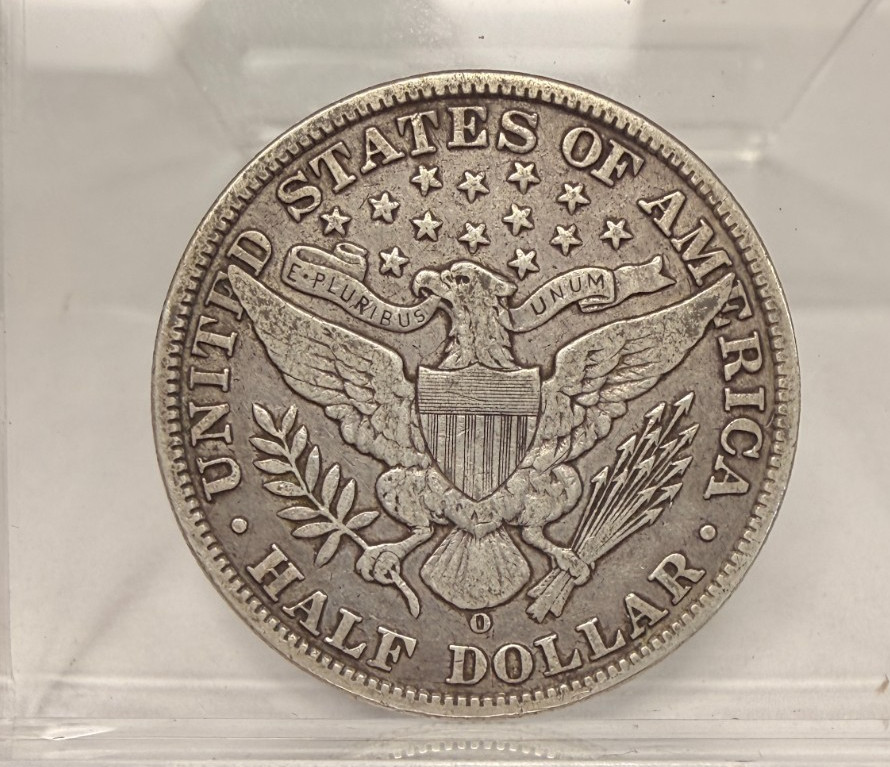 1908 O BARBER HALF DOLLAR 50C VERY FINE VF