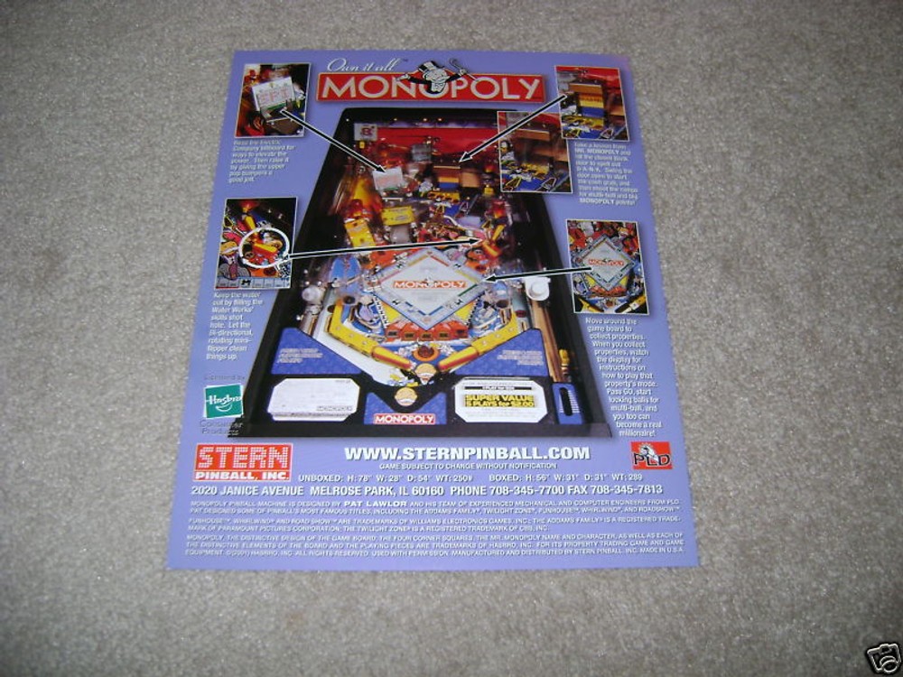 STERN pinball flyer MONOPOLY