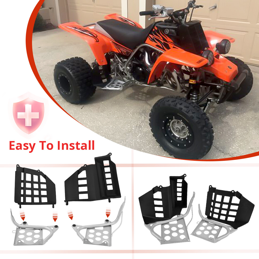 Heel Guards Footrest For 1990-2006 Yamaha Banshee 350 YFZ350 LH and RH Nerf Bars