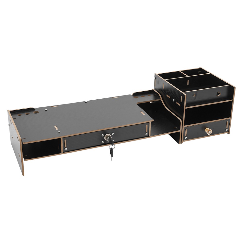 Monitor Stand Riser W/ Storage Organizer & Lock Drawer for Home Office Computer