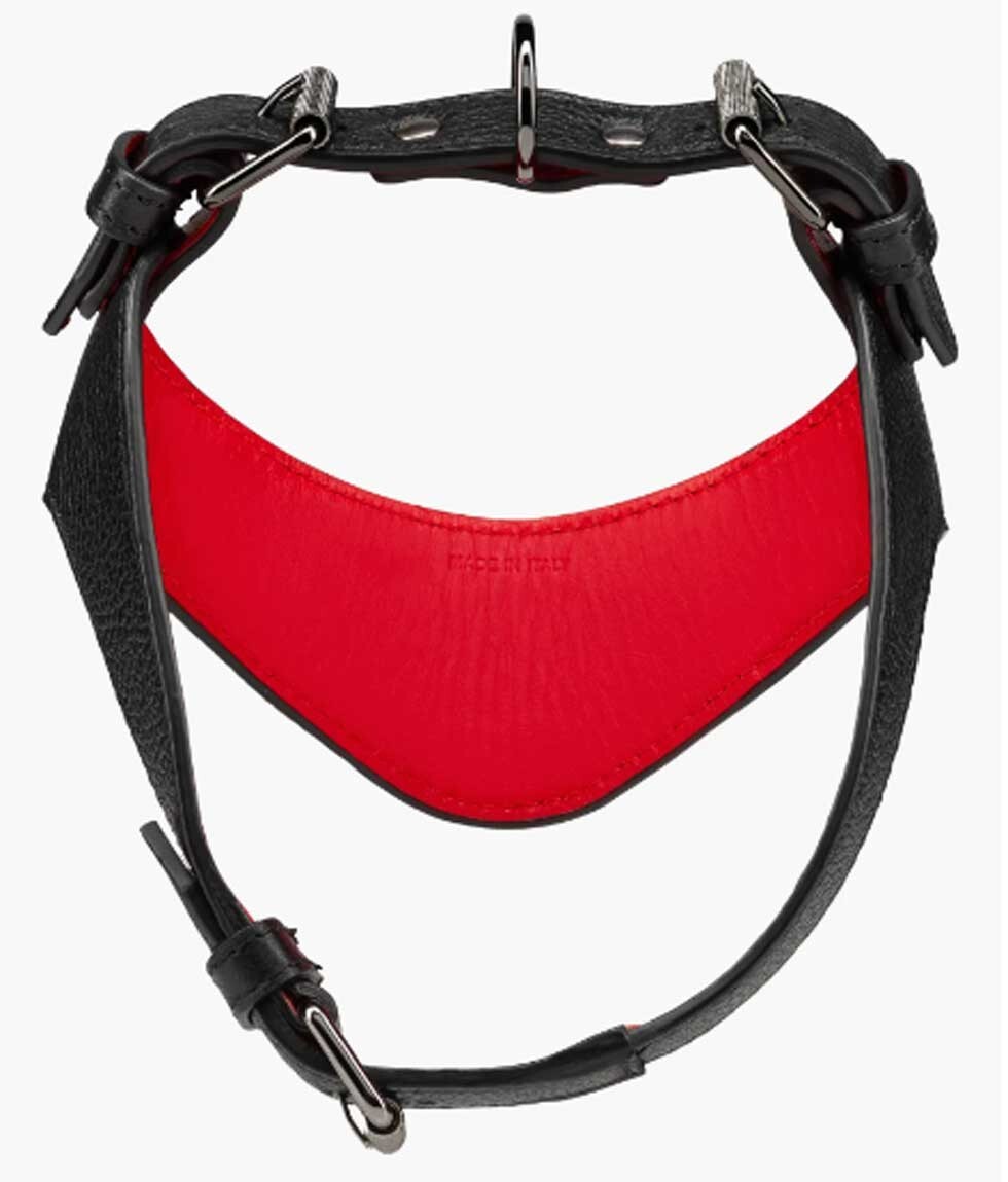 Christian Louboutin Loubiharness Small Leather Dog Harness Collar Black Red