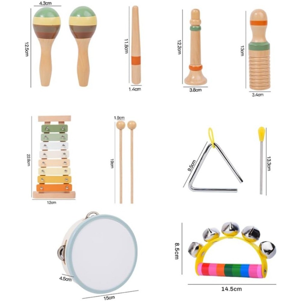 Wooden Musical Instruments Set 12Pcs Montessori Musical Toys for Kids & Toddlers