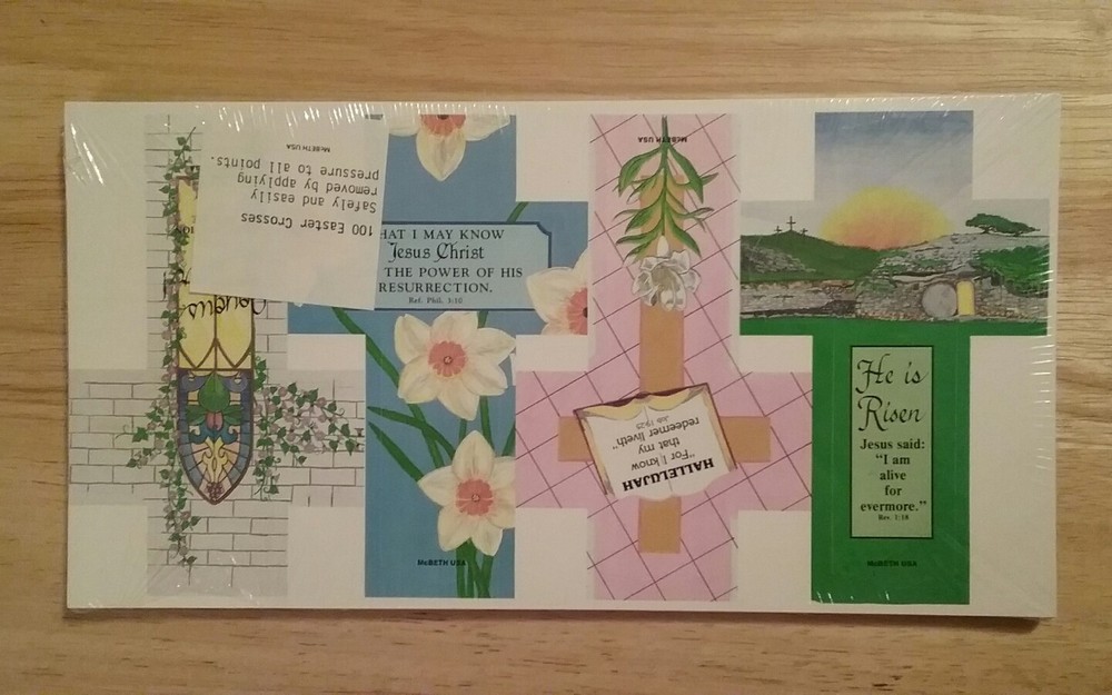 100 VINTAGE PAPER EASTER CROSSES WITH SCRIPTURES - McBeth