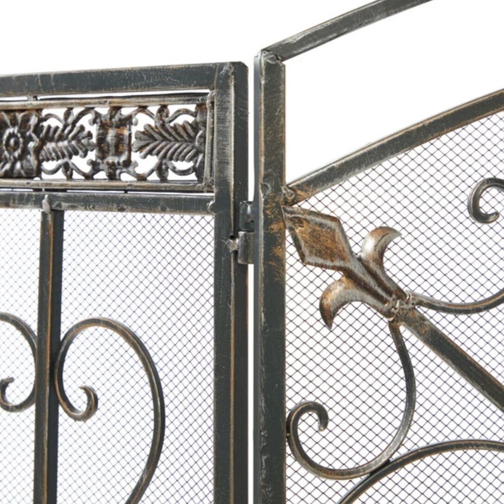 3 Panel Fireplace Screen Iron