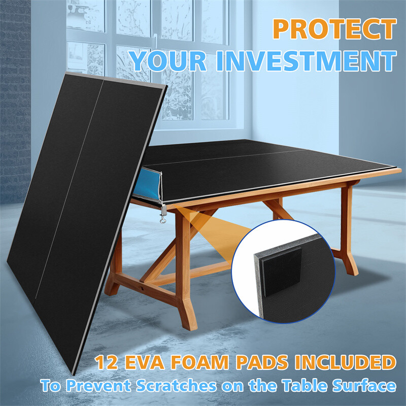 8FT Black Mid-Size Foldable Table Tennis Conversion Top Ping Pong Table Indoor