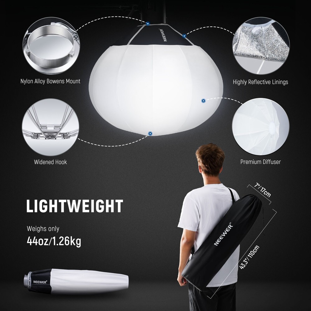 Neewer 85cm Lantern Softbox One Step Quick Release, 360° Light Diffuser