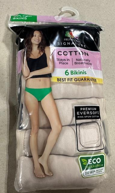 6 PACK Fruit of the Loom Signature 100% Cotton BIKINI BEIGE~NEUTRAL Sz- 5~6~7~8