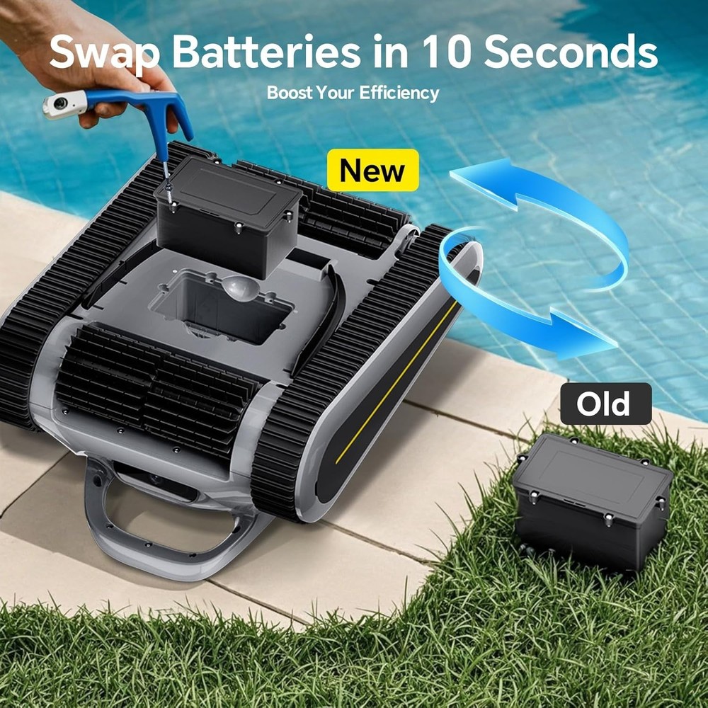 Smart Navigation PoolCleaner Wall and Waterline Cleaning Vacuum APP Control Grau