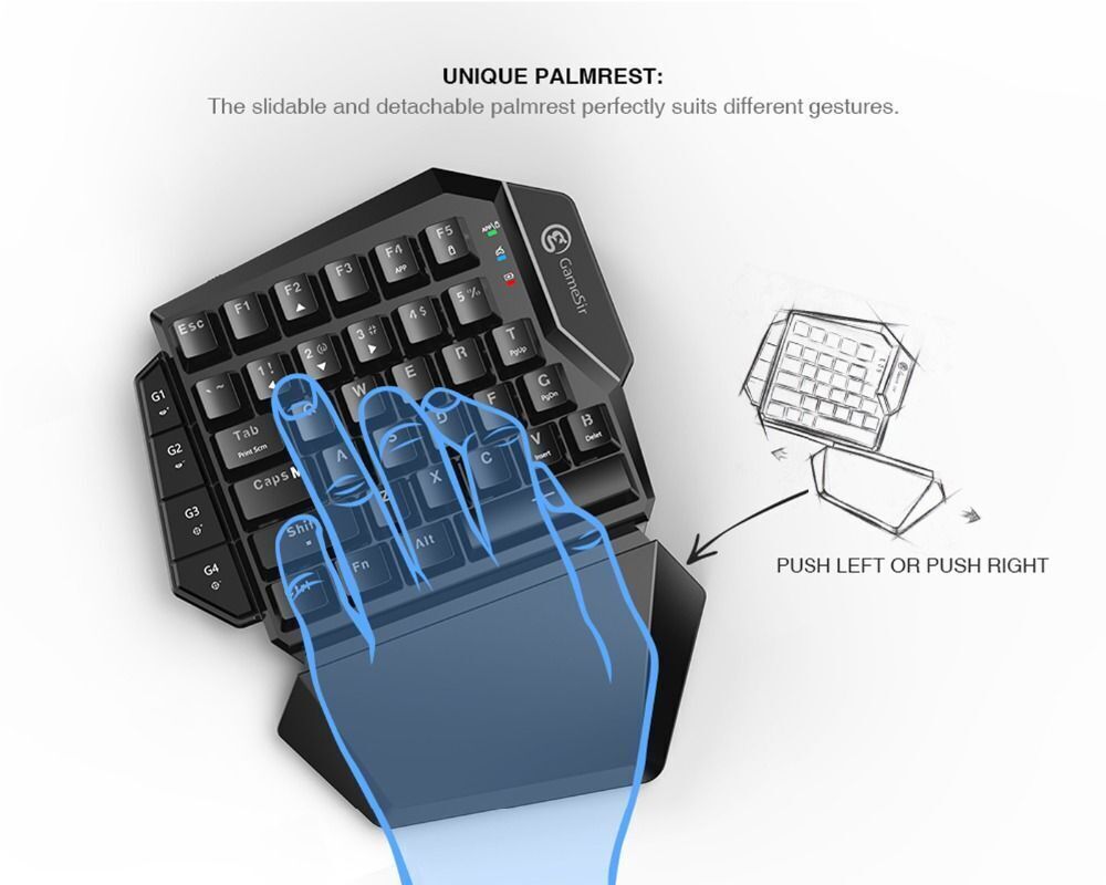 GameSir VX Single Hand Wireless Gaming Keyboard Mouse for PS4 Xbox Switch PC