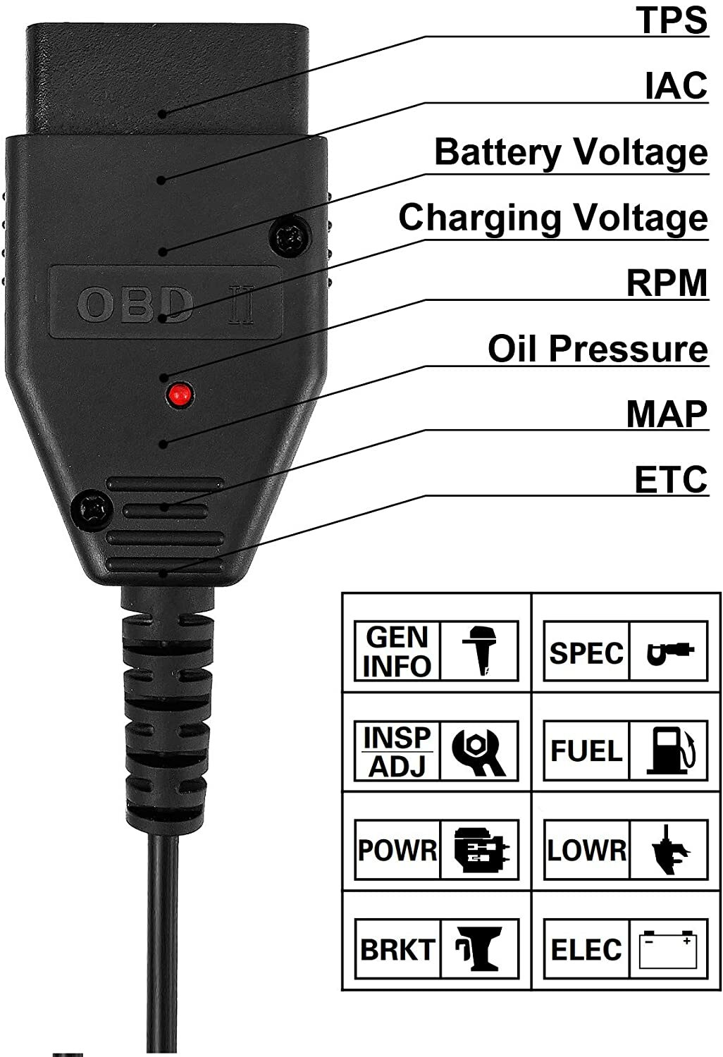 Diagnostic cable adapter for Yamaha YDS Marine Outboard WaveRunner Jet Boat