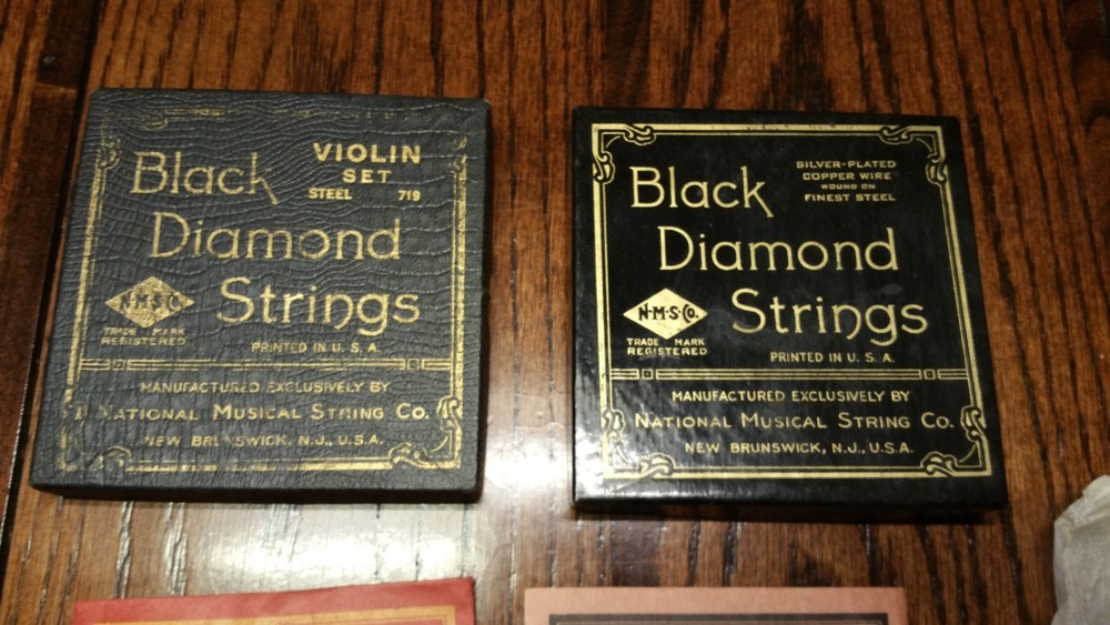 Vintage Black Diamond Violin Strings in Box