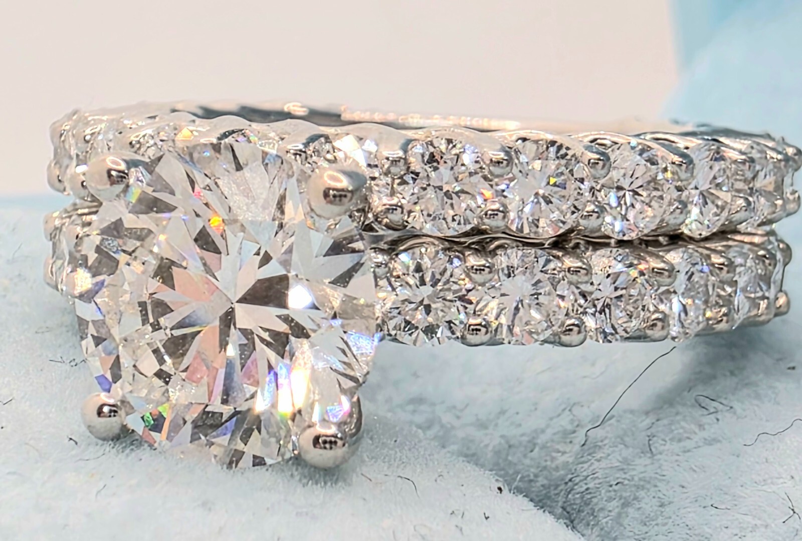 4.68 Ct D VS1 Lab Grown Diamond Engagement Ring With Band IGI Certified Diamond