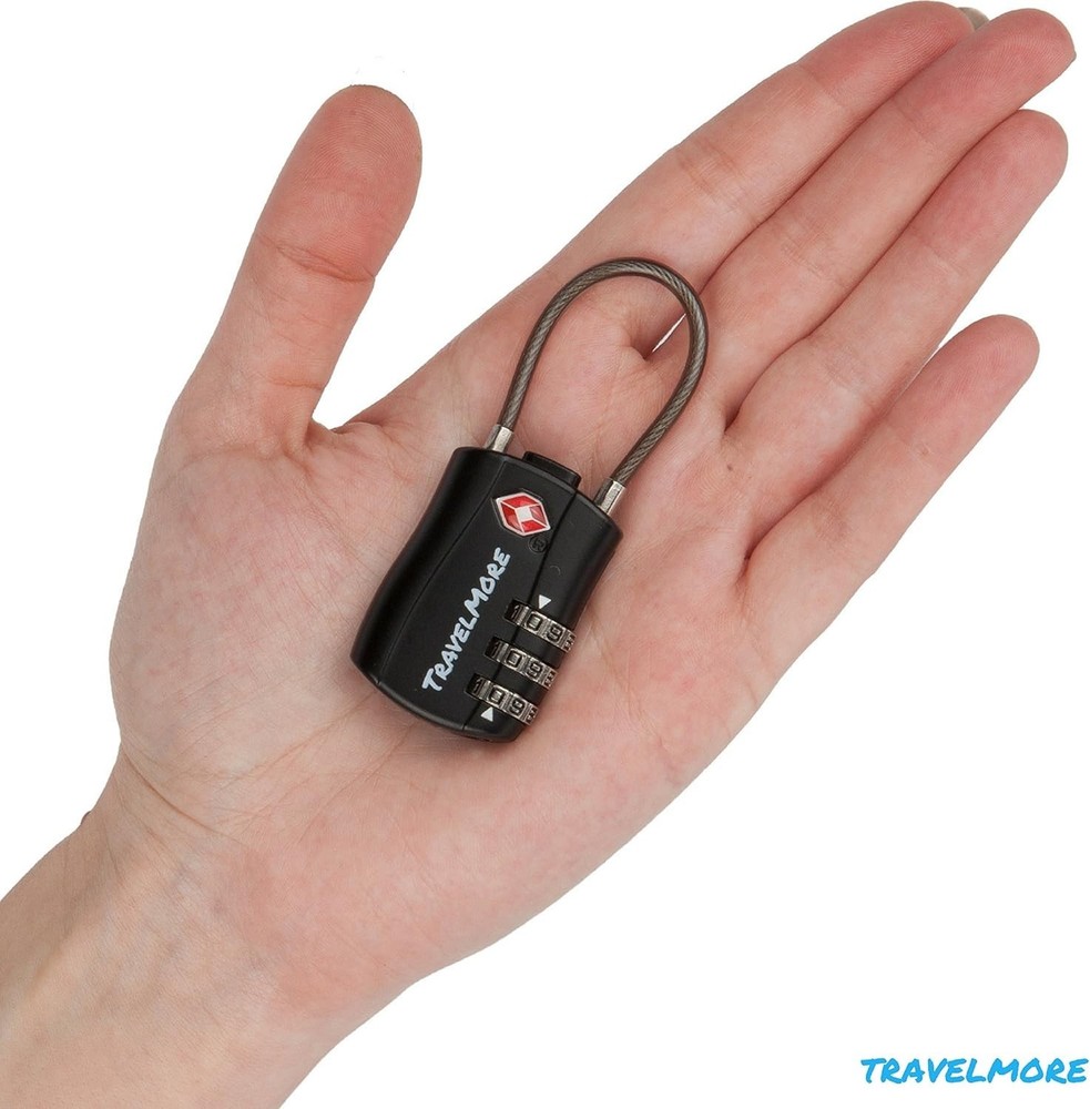 Black TSA Cable Locks 6 Pack - Heavy Duty