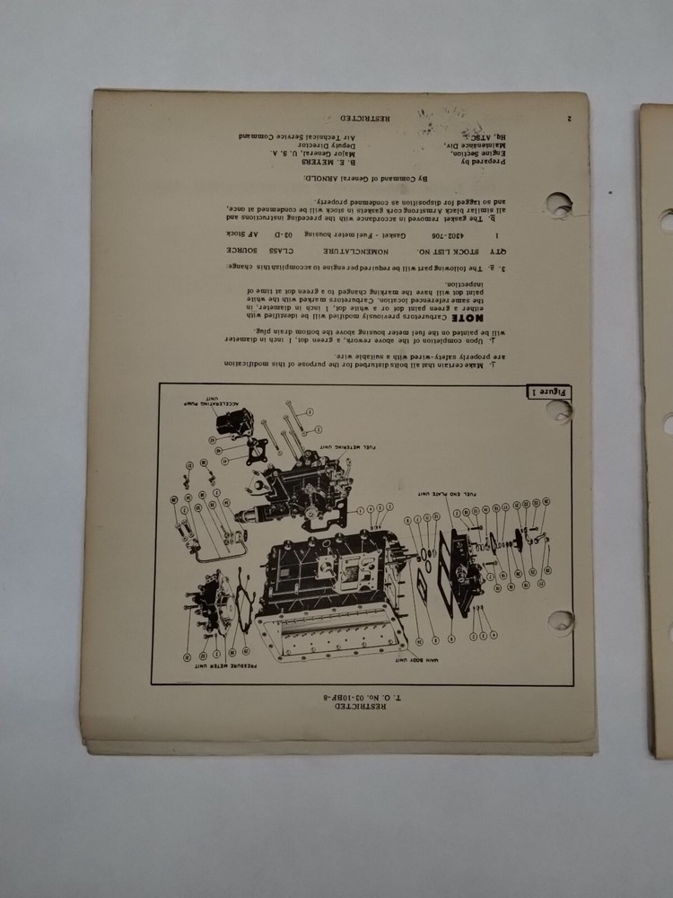 Chandler-Evans Model 58CPB-4 Carburetors Technical Orders-Original