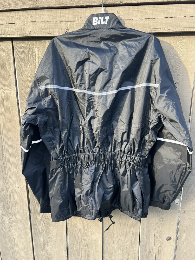 BiLT BLW 4 Waterproof Rain Shell Reflective Black Motorcycle Jacket Size Large