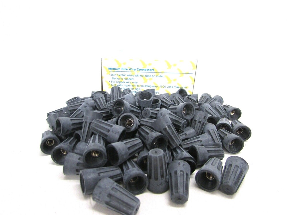 NOS! 100 EAGLE WIRE CONNECTORS, # 44-BOX, BLACK, SCREW-ON