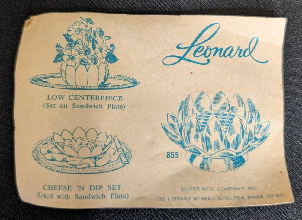 Vintage Leonard Silver plate Flower Frog Lotus Petal Floral Decoration Dip Set