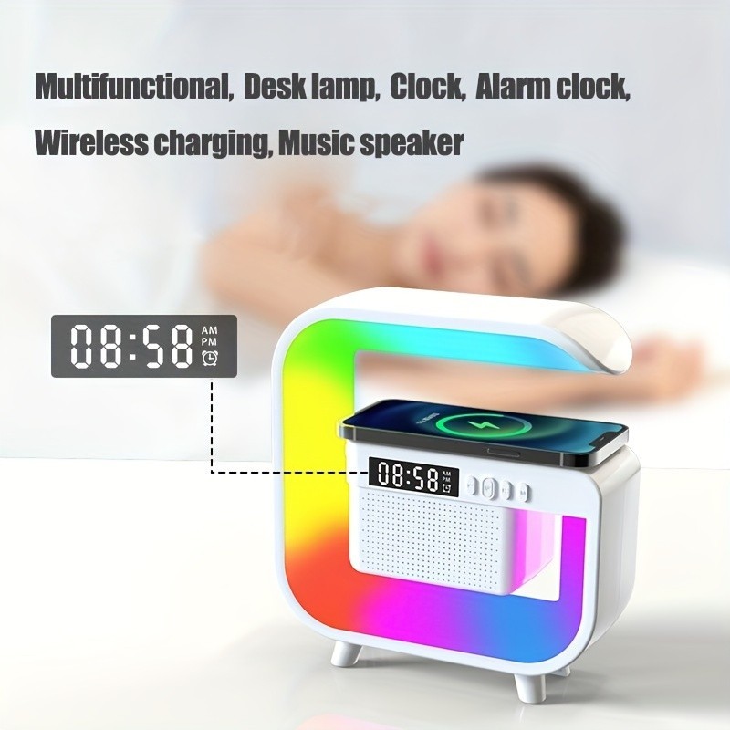 Desktop Alarm Clock with Multifunction Wireless Speaker - Button Control