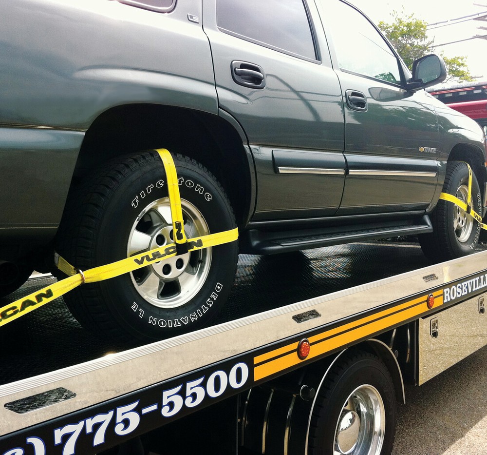 VULCAN Adjustable Loop Car Tie Down Kit - Snap Hooks (4 Straps & 4 Ratchets)