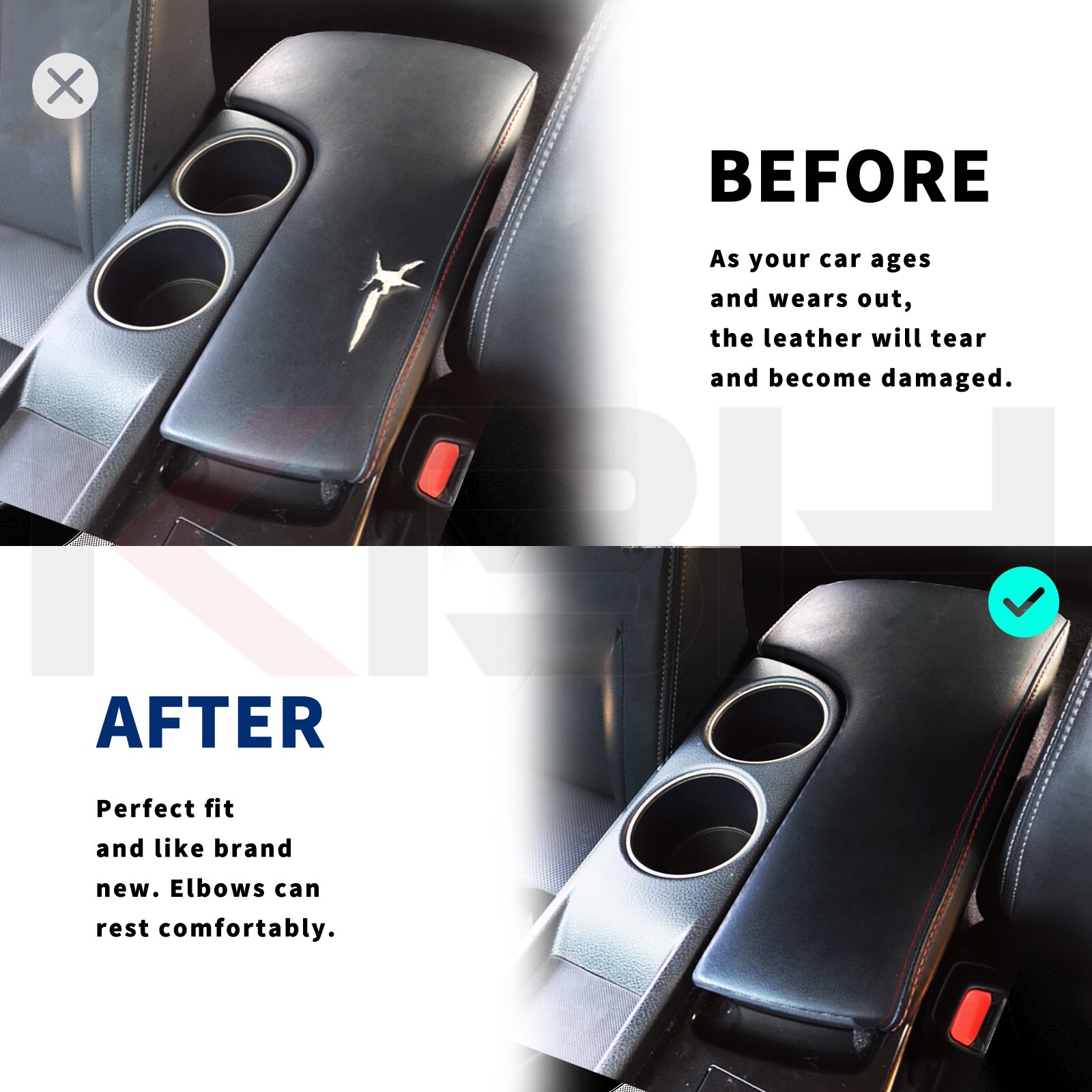 Fits 14-17 Lexus IS200t IS250 IS300 IS350 Leather Console Lid Armrest Cover Red