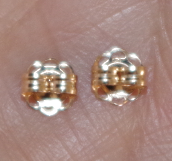 14k SOLID GOLD FANCY EARRINGS BACKS FRICTION  PUSH STUD ONE PAIR  FIT MOST STUDS