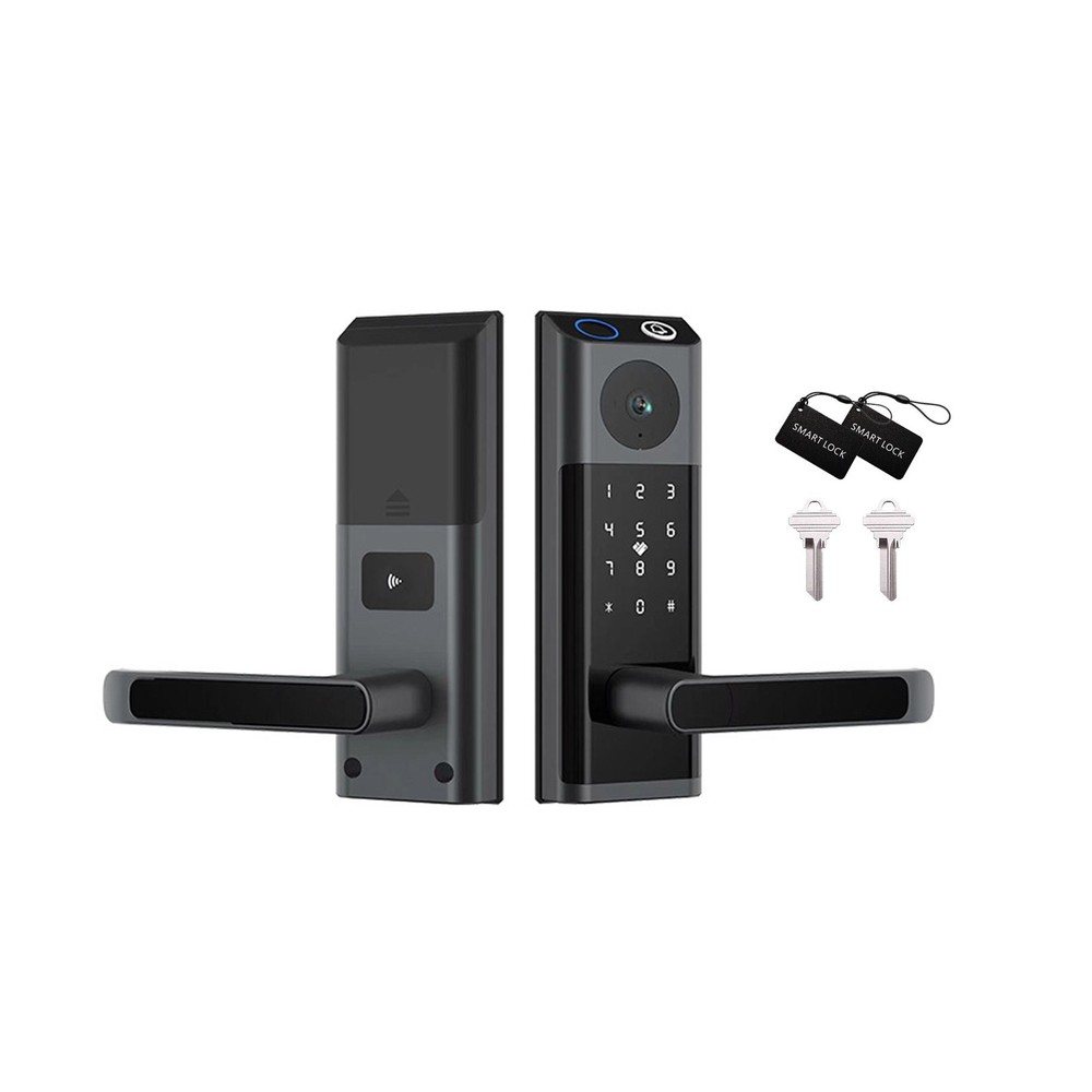 Smart Lock with Camera & Handle Fingerprint Keyless Door Lock WiFi APP Control