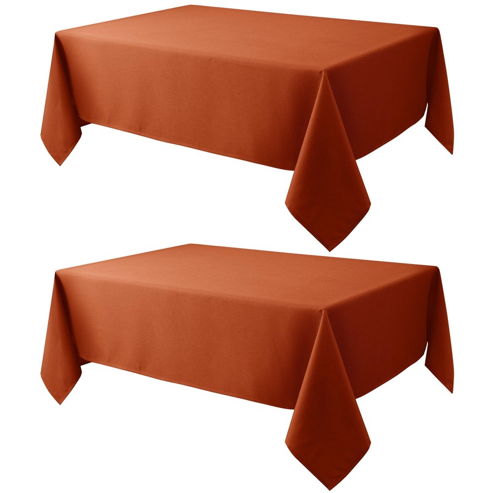 2 Pack Fall Tablecloth Textured Fabric 60x108 Inch Rectangular, Rust Thanksgi...