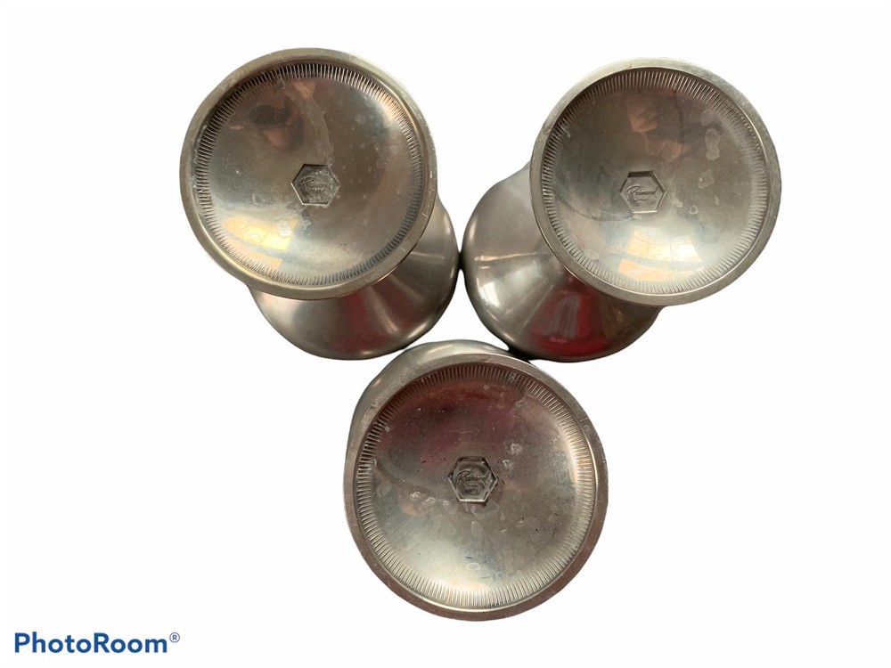 Three Vintage Silver-plate Raimond Chalice Cups Goblets Metal Wine Glasses Italy