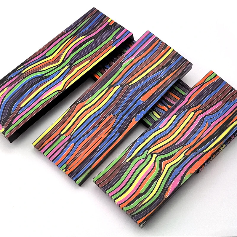 2 Pieces Rainbow G10 Composite Knife Handle Scales Blanks Damascus Pattern
