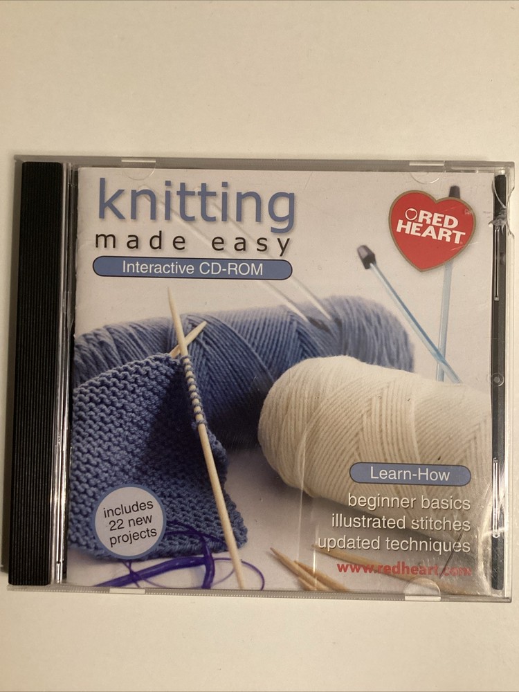 NEW KNITTING MADE EASY CD-ROM + 22 PATTERNS RED HEART Beginner Basics