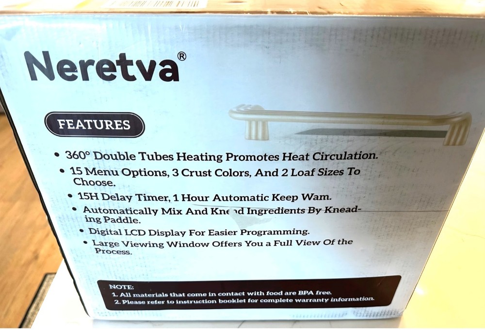 Neretva PE9706U Bread Maker 2 LB 15 Program Automatic Machine New