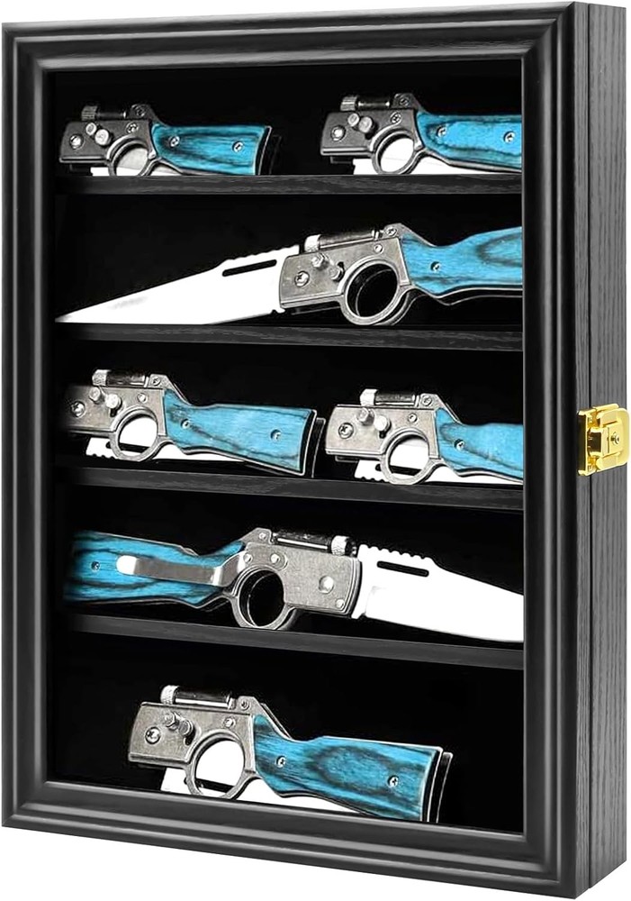 Lockable Wall-Mounted Acrylic Knife Display Case with UV Protection