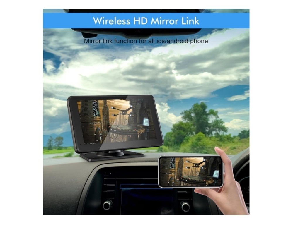 7" HD Wireless CarPlay Screen with Bluetooth Navigation & Backup Camera