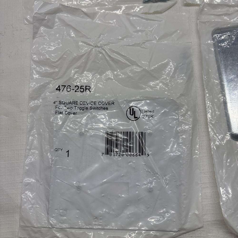 4 X Flat Square Device Cover Two Toggle 4" 476-25R -B1