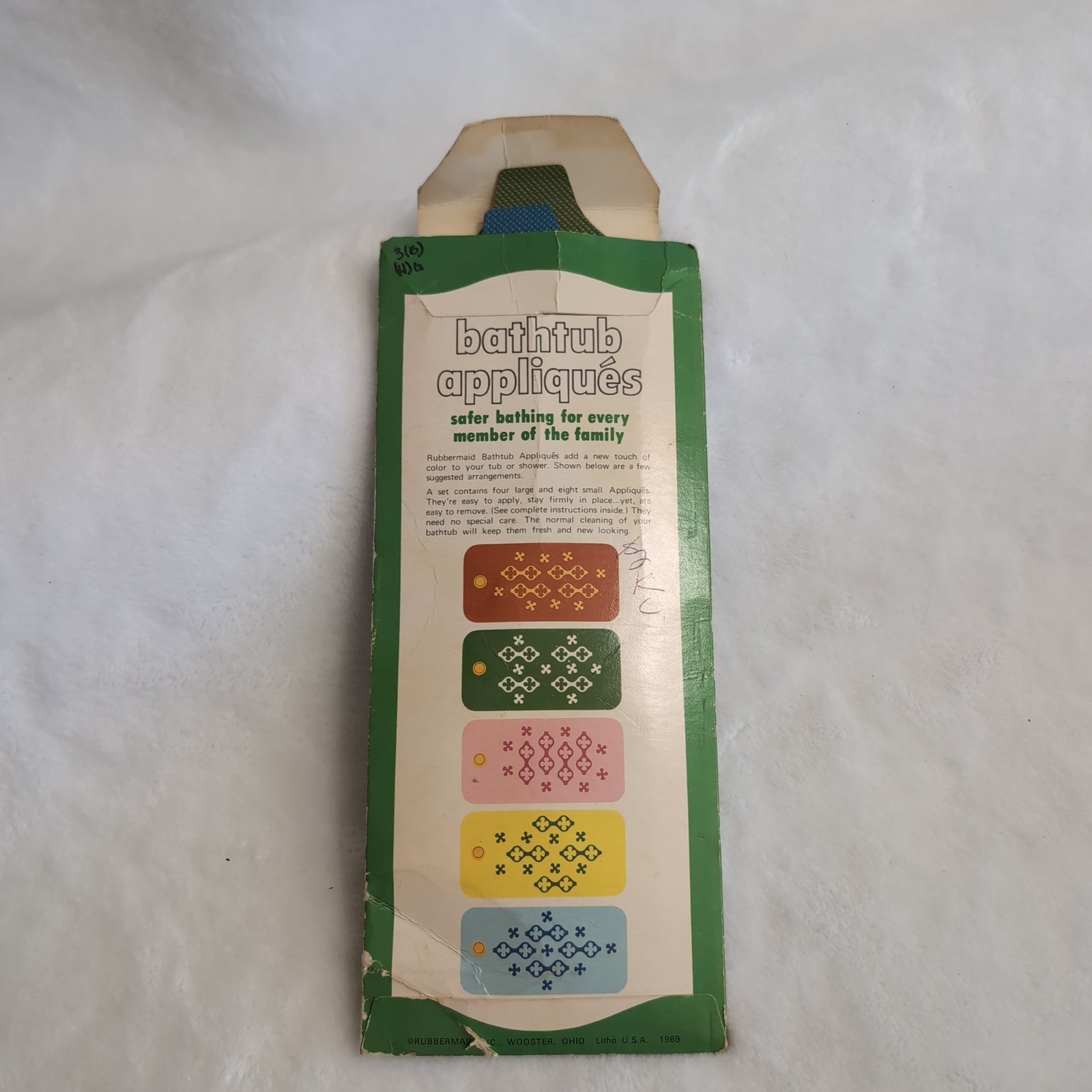 Vintage Rubbermaid Bathtub Appliques 1969 Blue Green Flowers Non-Slip 70s Retro