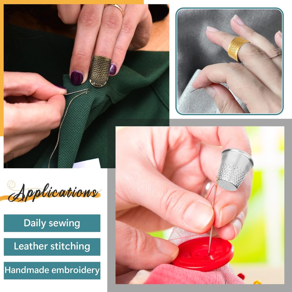 ZMAAGG Thimbles for Hand Sewing, 8 PCS Sewing Basic Version, Multicolor