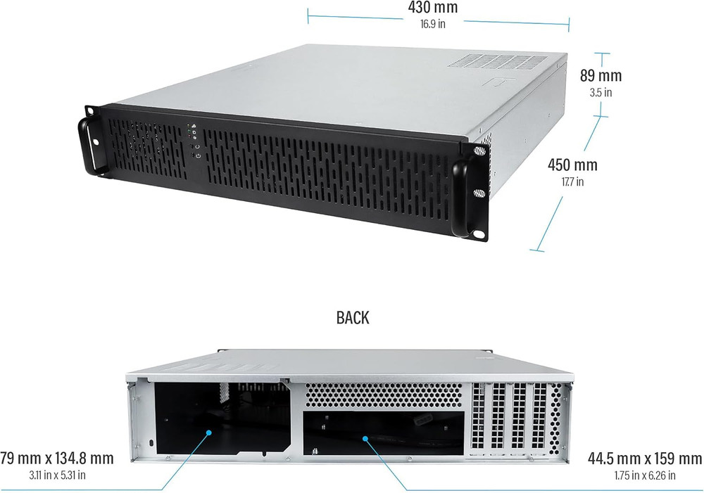 2U Server Chassis Rackmount Case, 4X 3.5 Bays, 2X 2.5 Devices, Micro-Atx Compati
