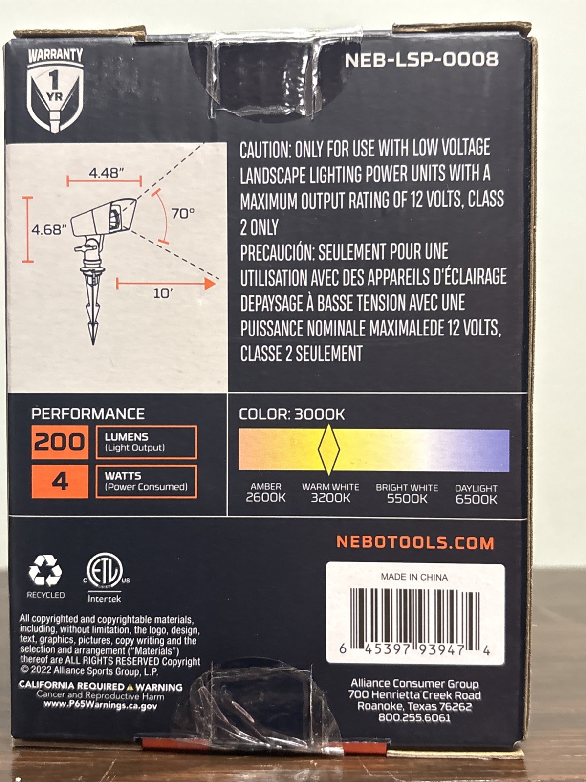 New Seale NEBO Flood Light 0008 Low Voltage 4 Watts LED Light Landscape Outdoor