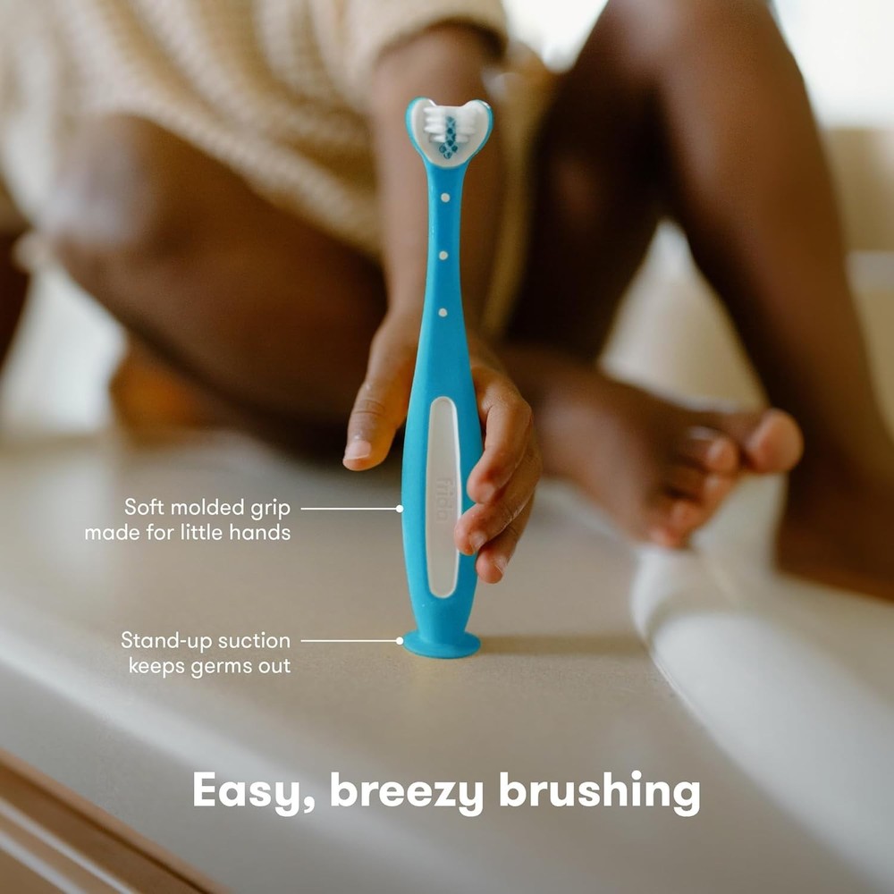 Soft Blue Triple-Angle Training Toothbrush for Toddlers - Learn Proper Brushing