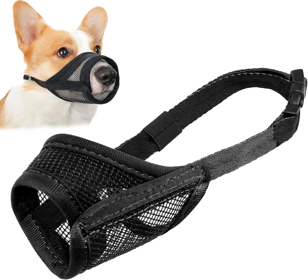 Mesh Dog Muzzle for Small Medium Large Dogs, Soft Dog Muzzle to Prevent Biting C