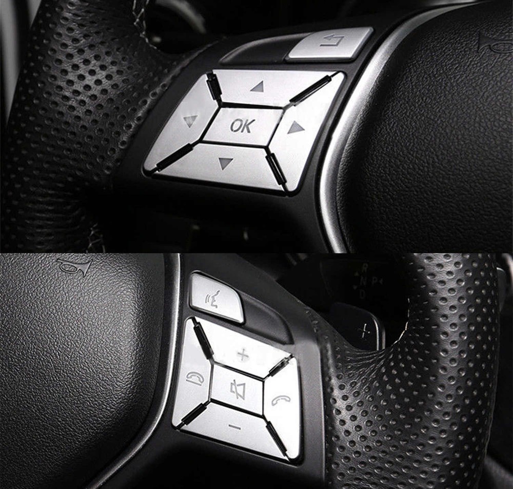 Steering Wheel Button Silver Trim For Mercedes Benz E300 E350 E400 2012-2017