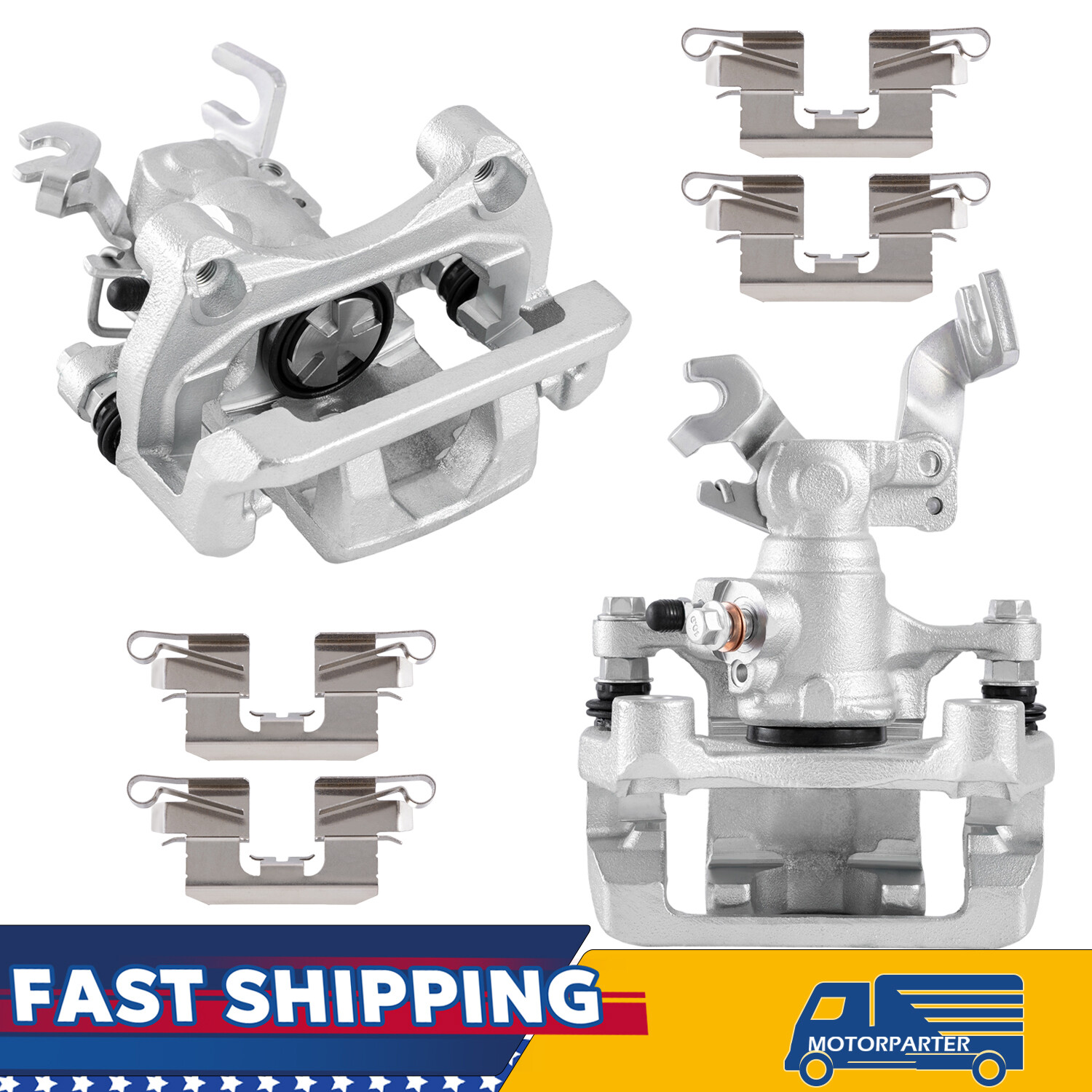 Set Rear Disc Brake Calipers w/ Brackets For 2006-2012 Ford Fusion Mazda 6