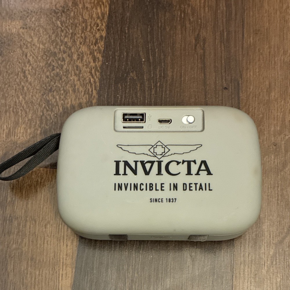 Invicta Portable Speaker Gray Black USB Micro-USB Carrying Strap Rectangular