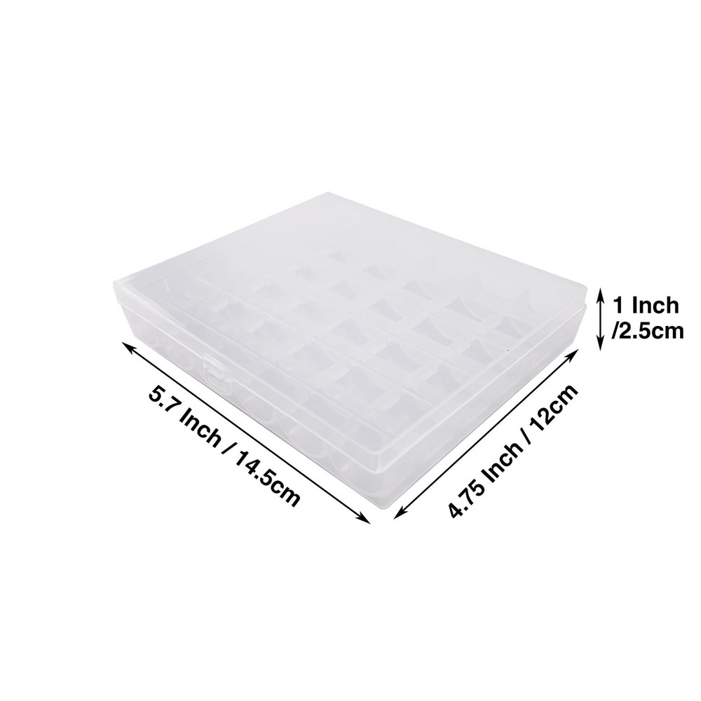 Sewing Machine Bobbins Box 36 Slots Empty Spools Boxes Plastic Case Storage
