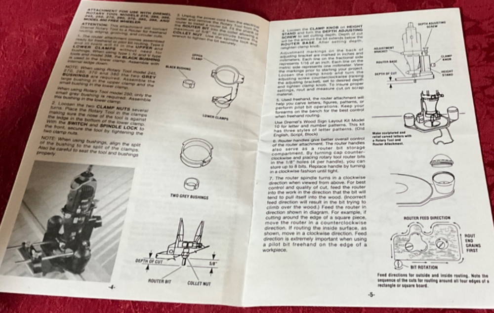 Dremel Model 330 Router Attachment Operating Safety Instructions