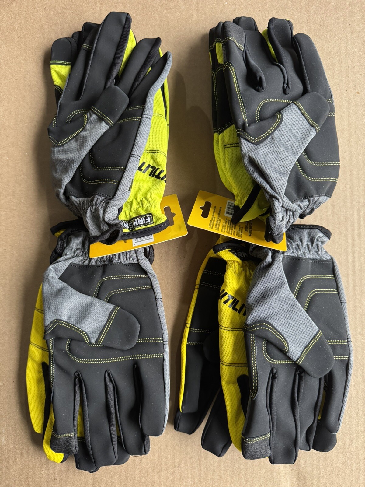 Lot Of 6 Pairs Firm Grip Utility Tough Work Gloves 2 Packs of 3 - Sz L - NEW!!!