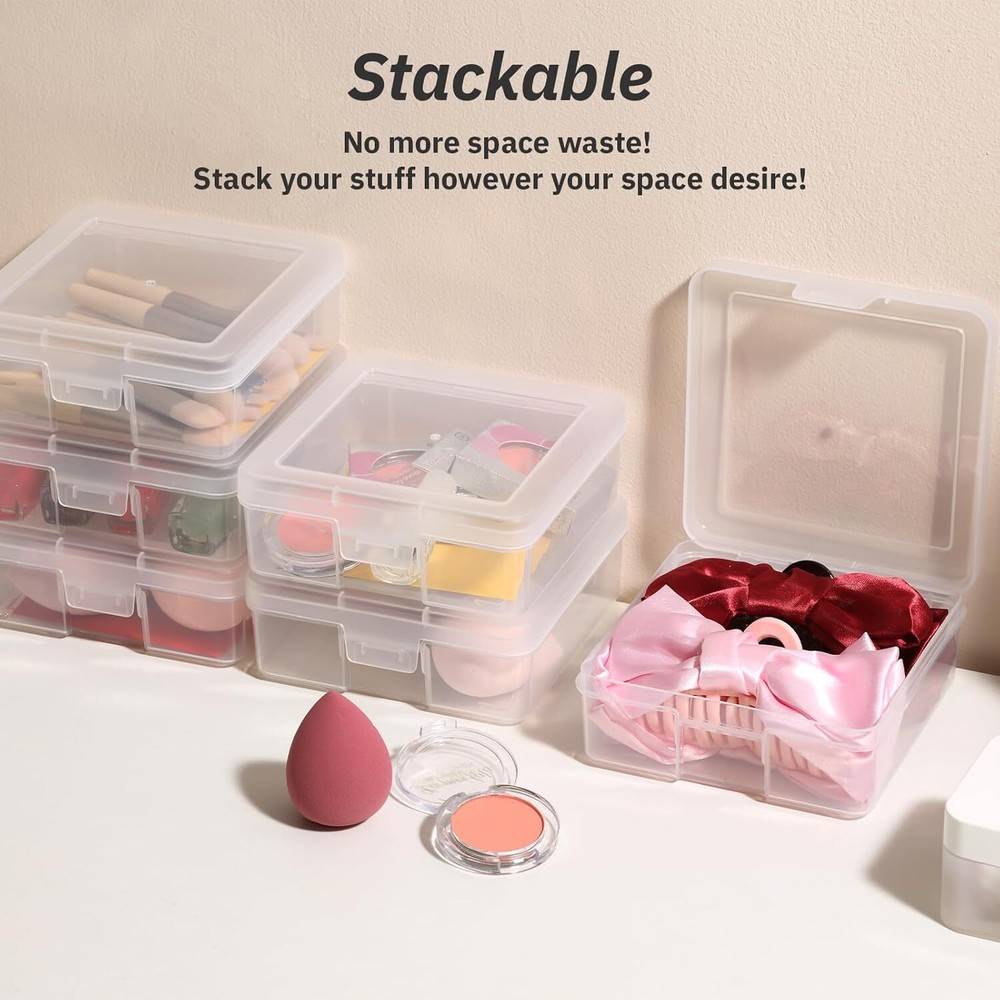 novelinks Small Plastic Storage Box Containers with 18 Pack -Clear