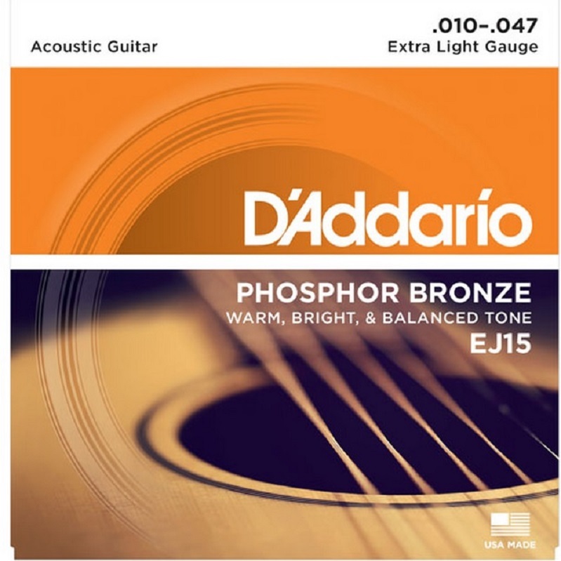 3 Set D'Addario EJ15 Acoustic Guitar Strings Extra Light Phosphor Bronze EJ15-3D
