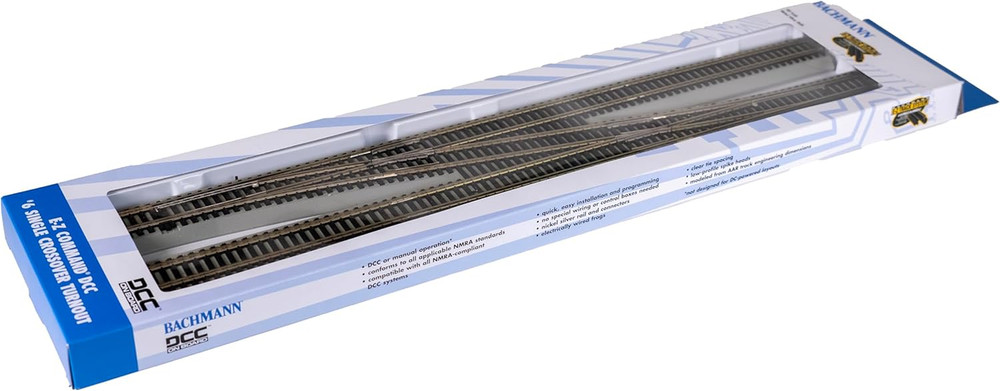 Trains - E-Z COMMAND DCC EQUIPPED #6 SINGLE CROSSOVER TURNOUT - RIGHT - NICKEL S